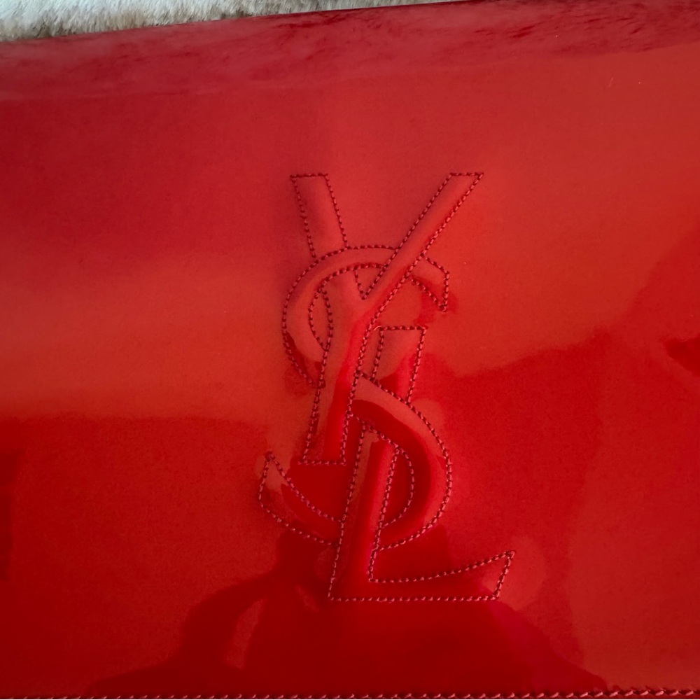 Yves Saint Laurent YSL Belle De Jour Red Patent Leather Clutch P0329 - Picture 7 of 11